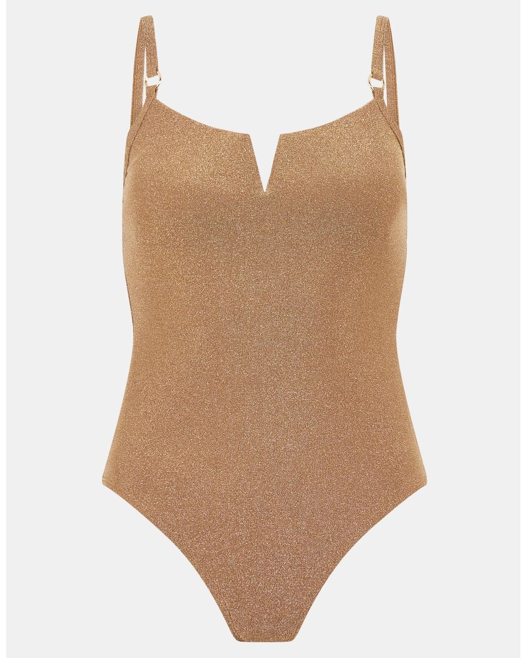 Accessorize Brown V-Front Shimmer Swimsuit