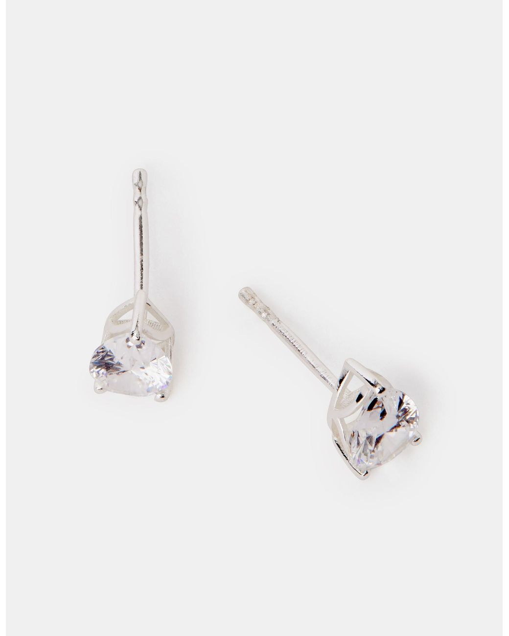 Accessorize White Sterling Pear Cut Stud Earrings