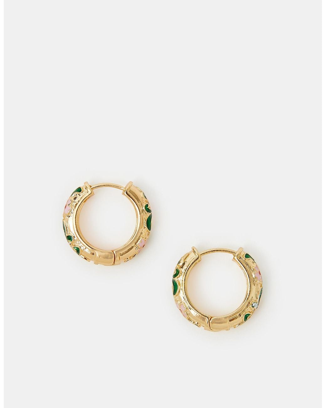 Accessorize Metallic Enamel Floral Hoop Earrings