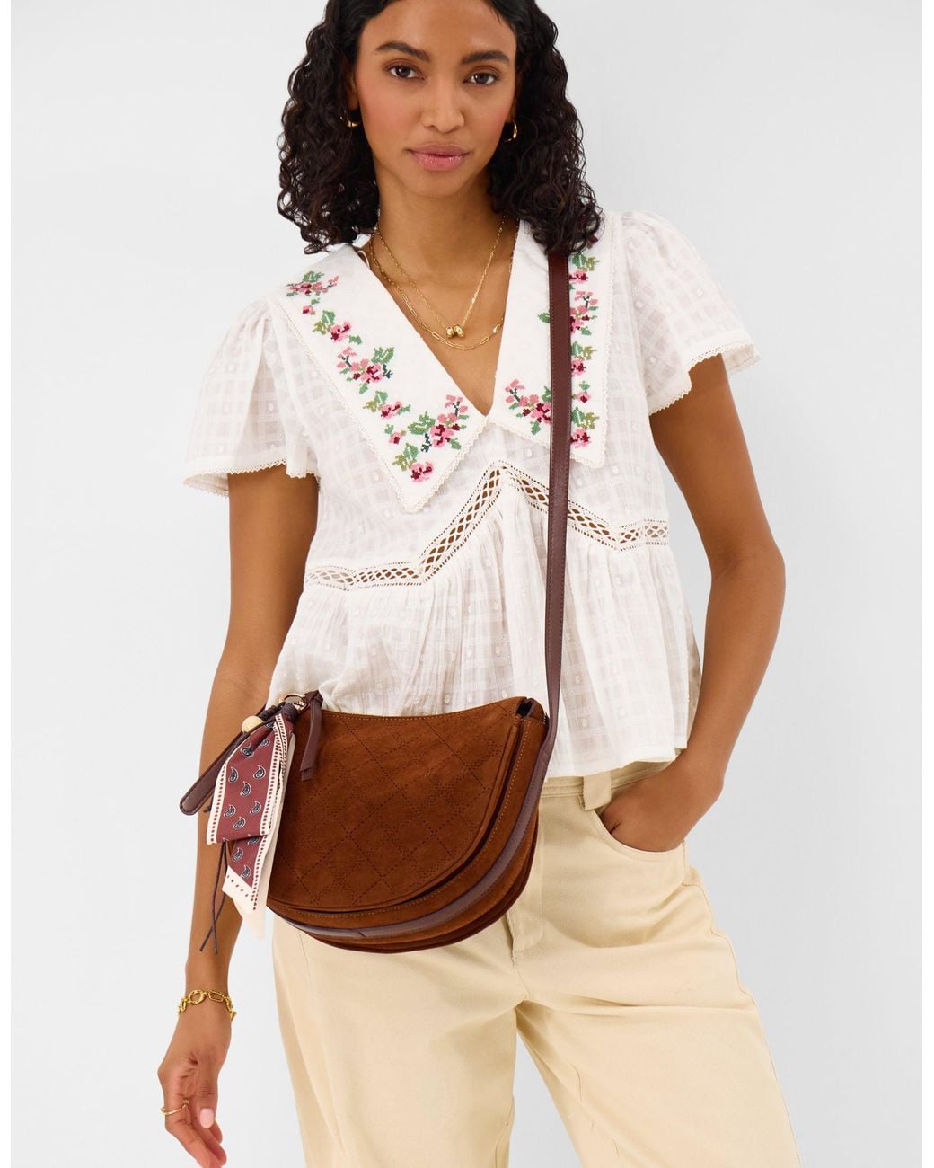 Accessorize Brown Faux Suede Scarf Crossbody Bag