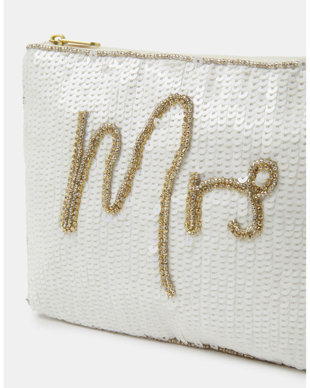 Accessorize White Mrs Sequin Bridal Pouch