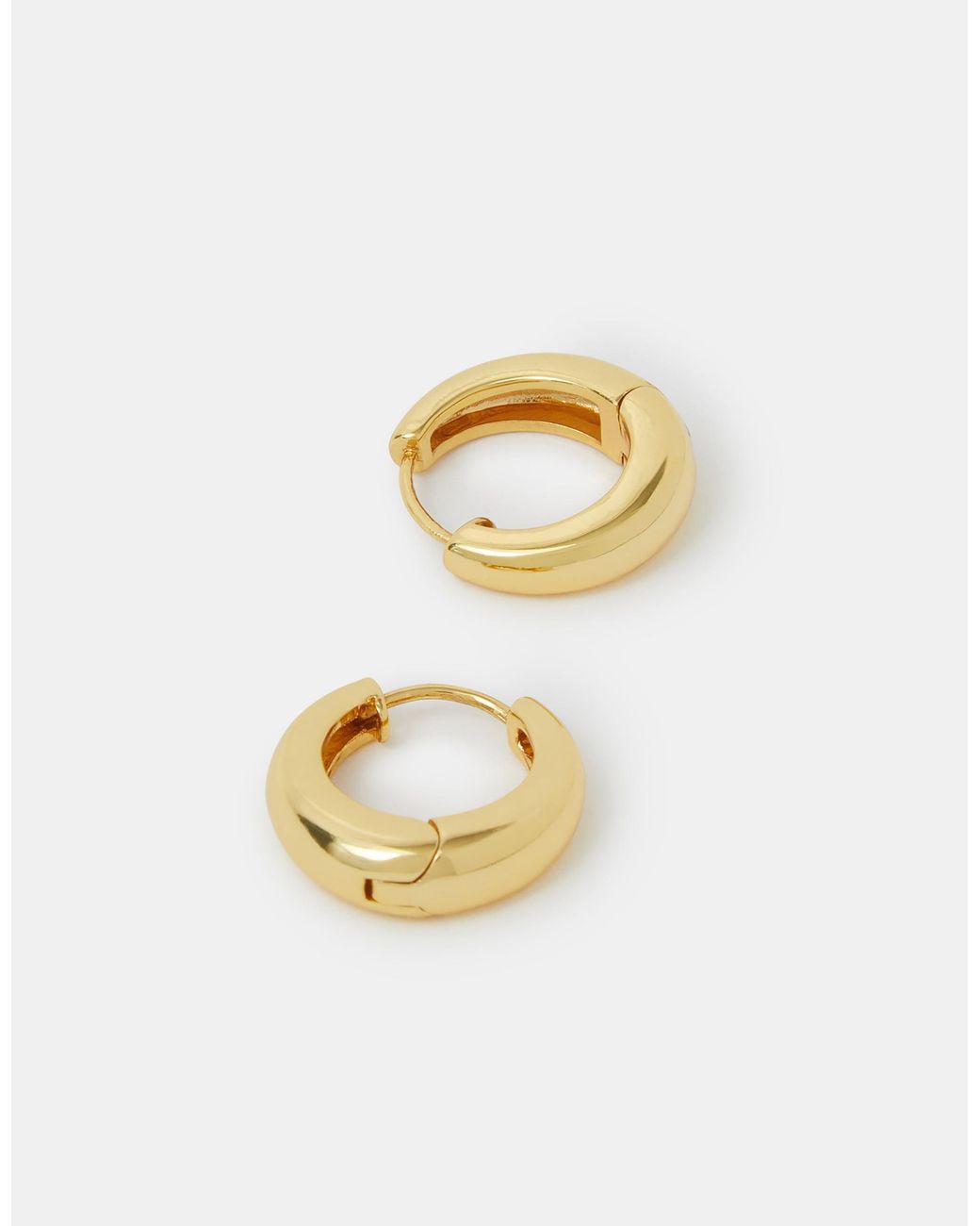 Accessorize Metallic 14Ct-Plated Chunky Huggie Hoop Earrings