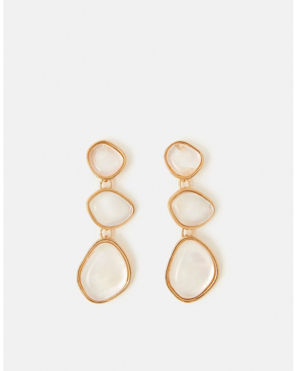 Accessorize White Mother Of Pearl Triple Drop Earrings