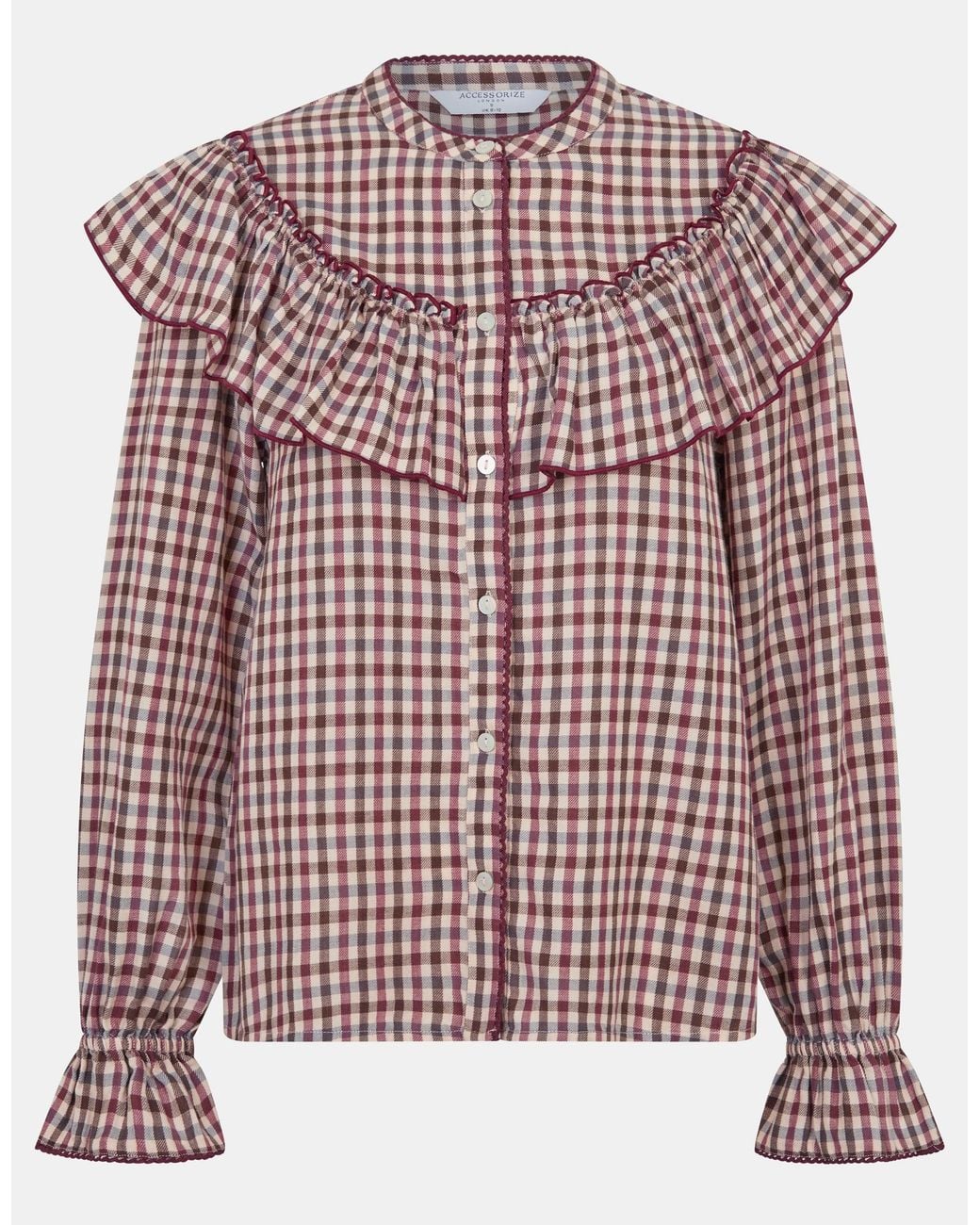 Accessorize Red Ruffle Check Blouse