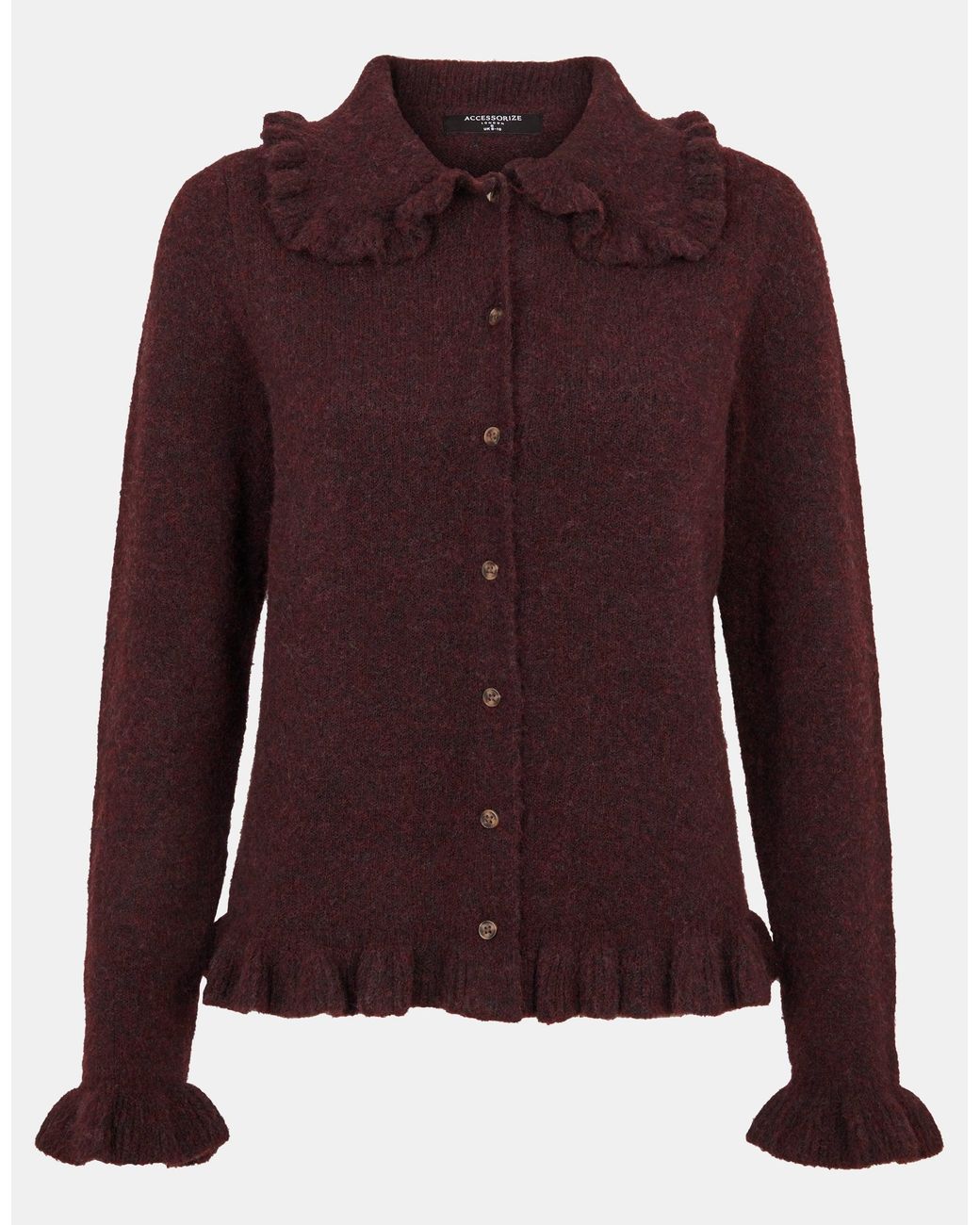Accessorize Purple Ruffle Collar Cardigan