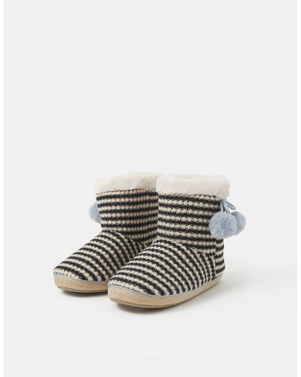 Accessorize Black Knitted Stripe Boot Slippers