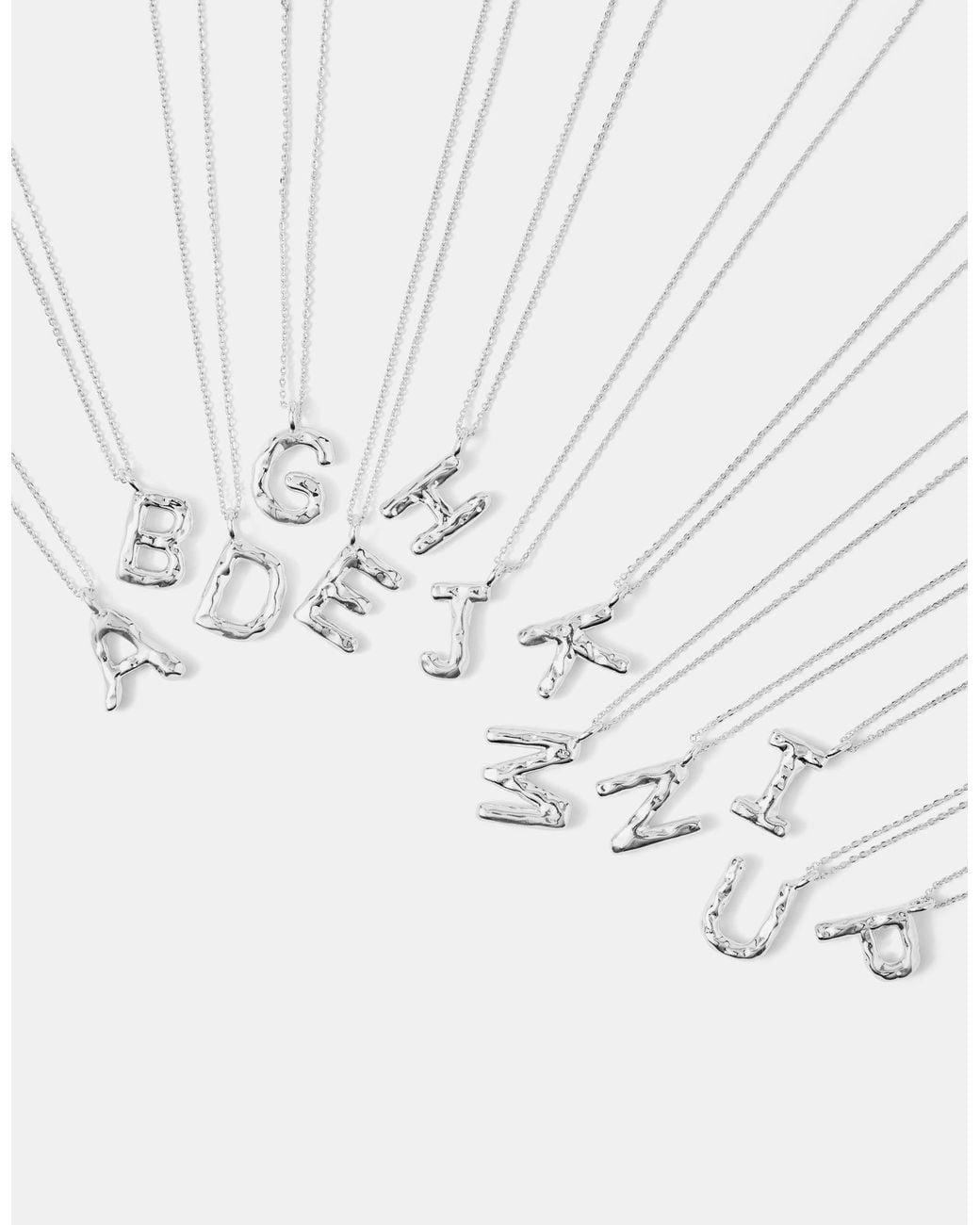 Accessorize White Sterling-Plated Molten Initial Pendant Necklace