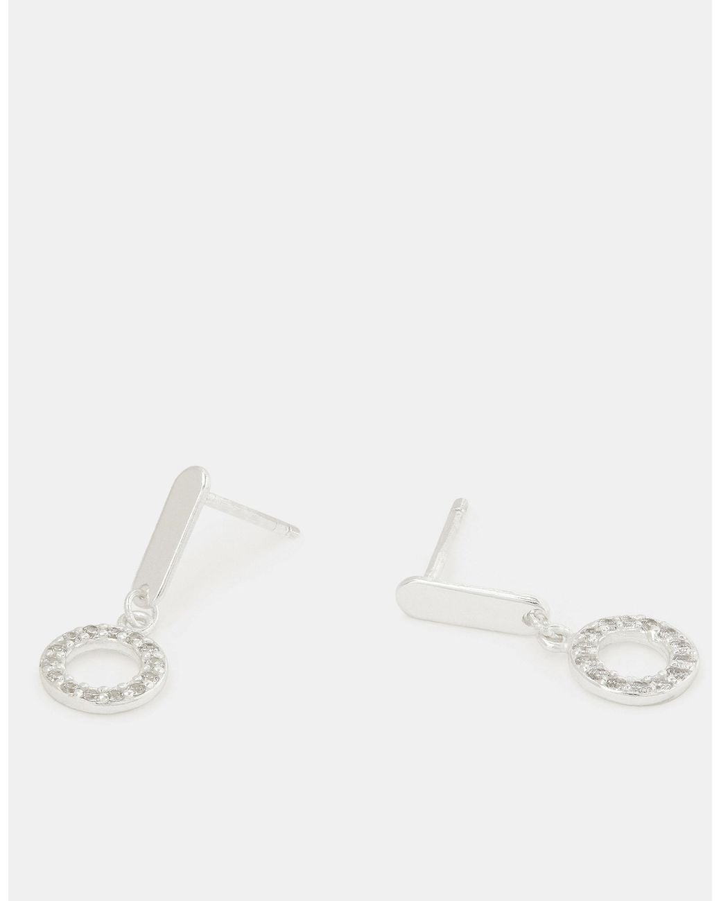 Accessorize Natural Sterling Diamanté Circle Drop Earrings