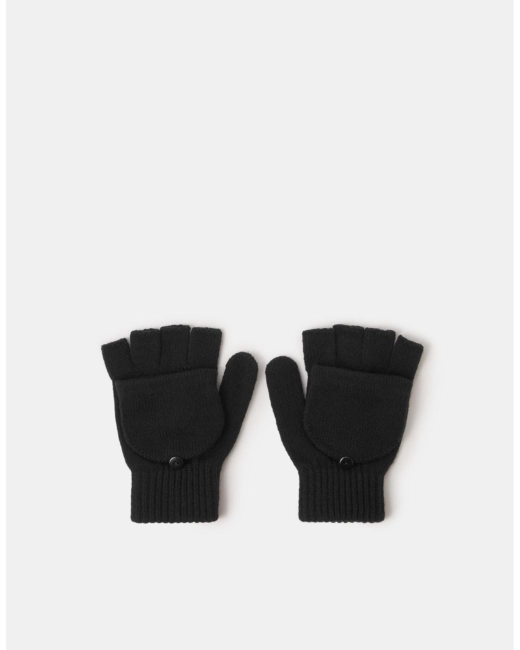 Accessorize Black Acrylic Plain Capped Gloves