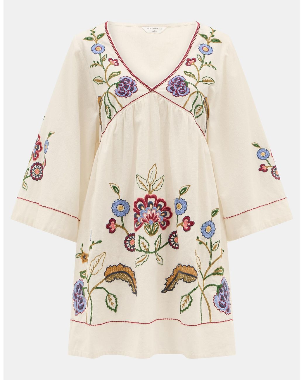 Accessorize Natural Embroidered Mini Cover Up