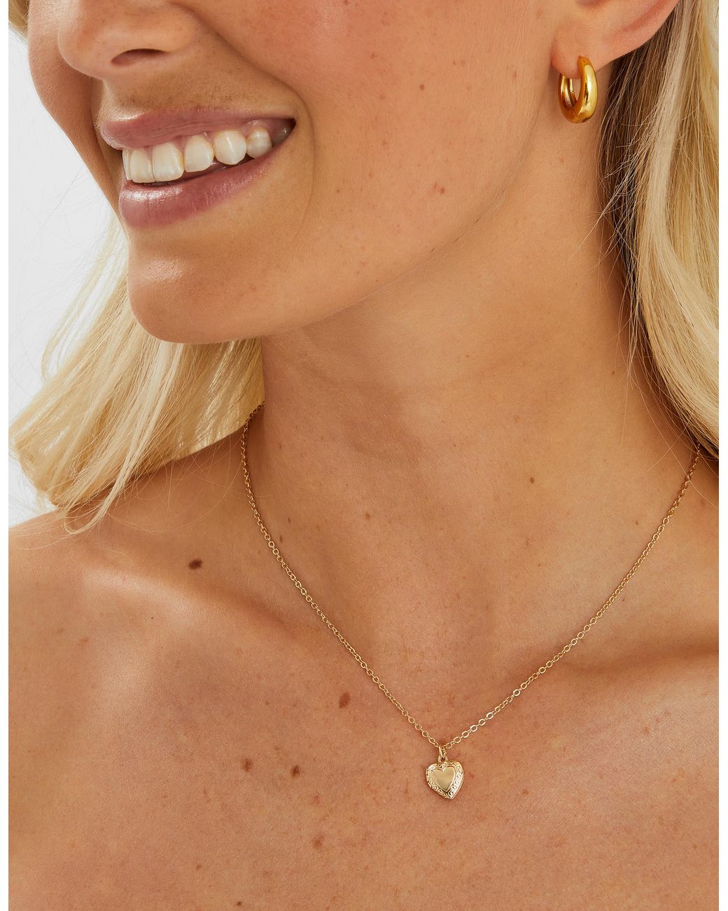 Accessorize White Heart Locket Pendant Necklace