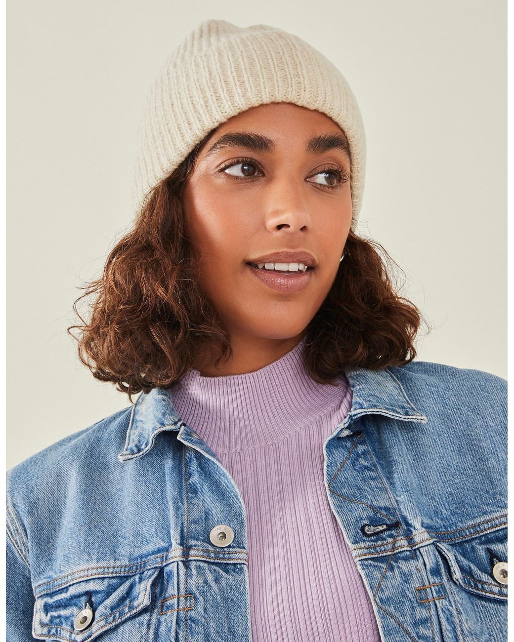 Accessorize Soho Knit Beanie Hat Natural
