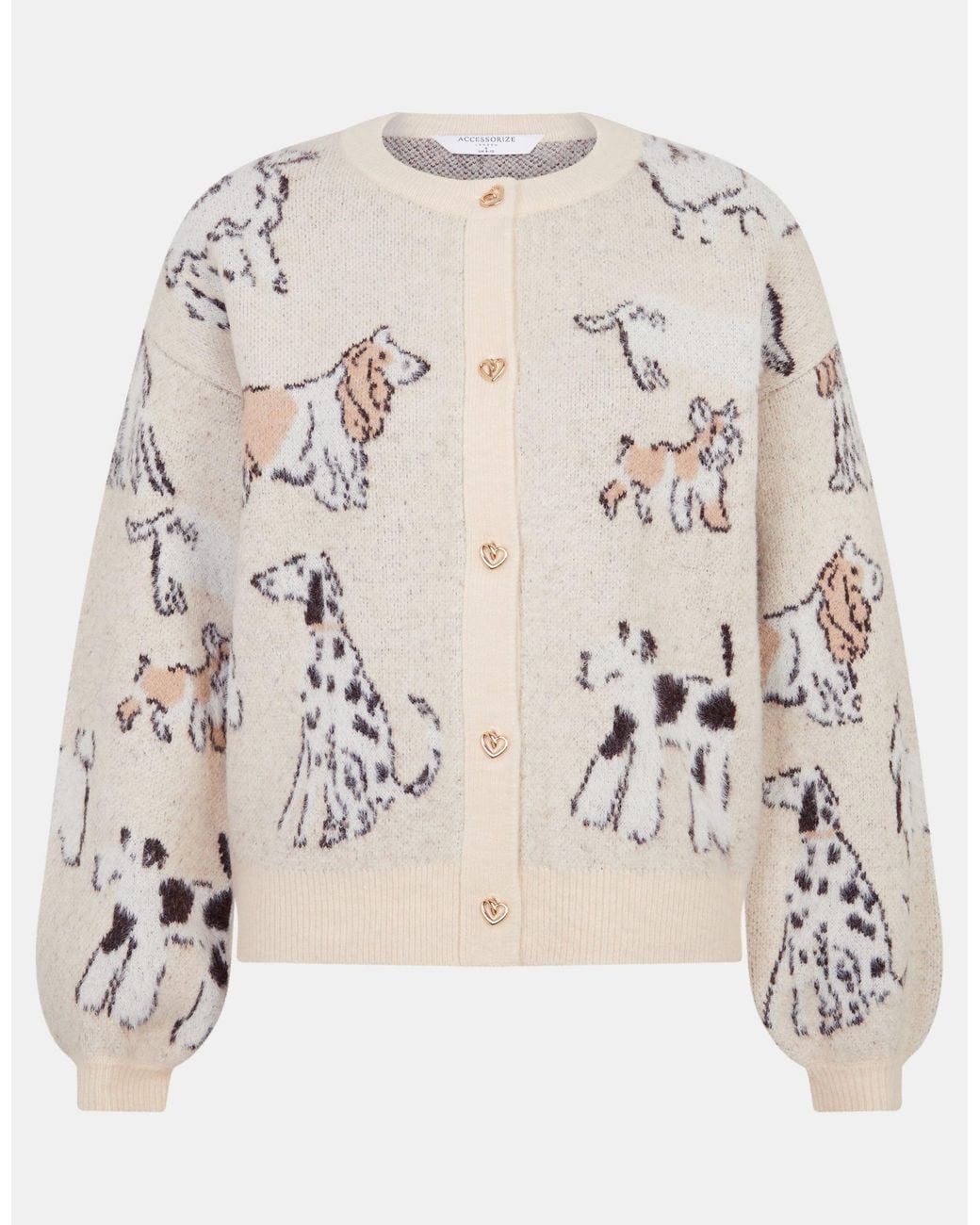 Accessorize Natural X Good Manners Dog Print Cardigan