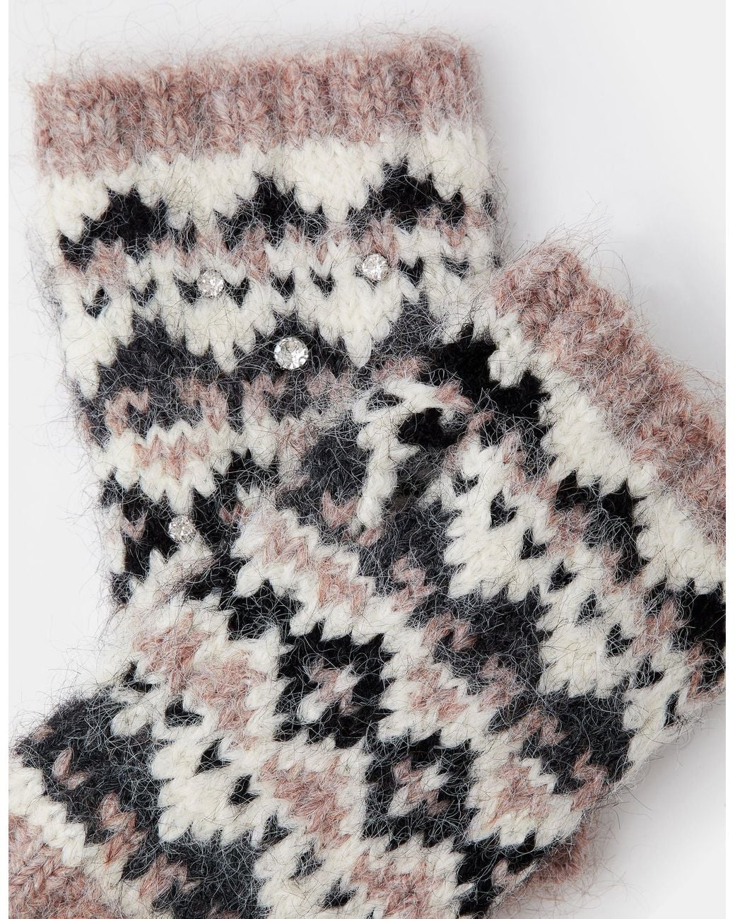 Accessorize Multicolor Embellished Fair Isle Fingerless Gloves
