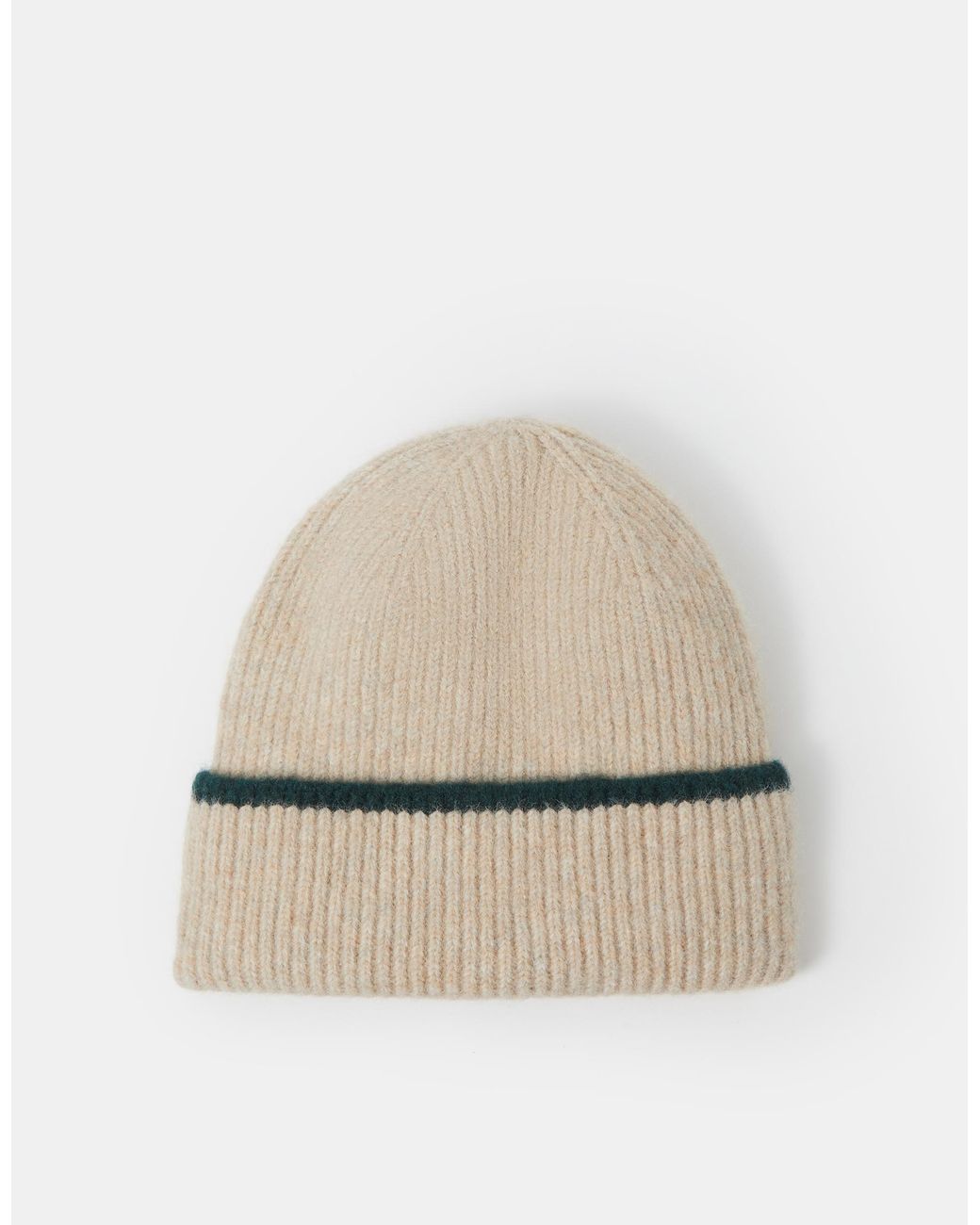 Accessorize Natural Contrast Ribbed Beanie Hat