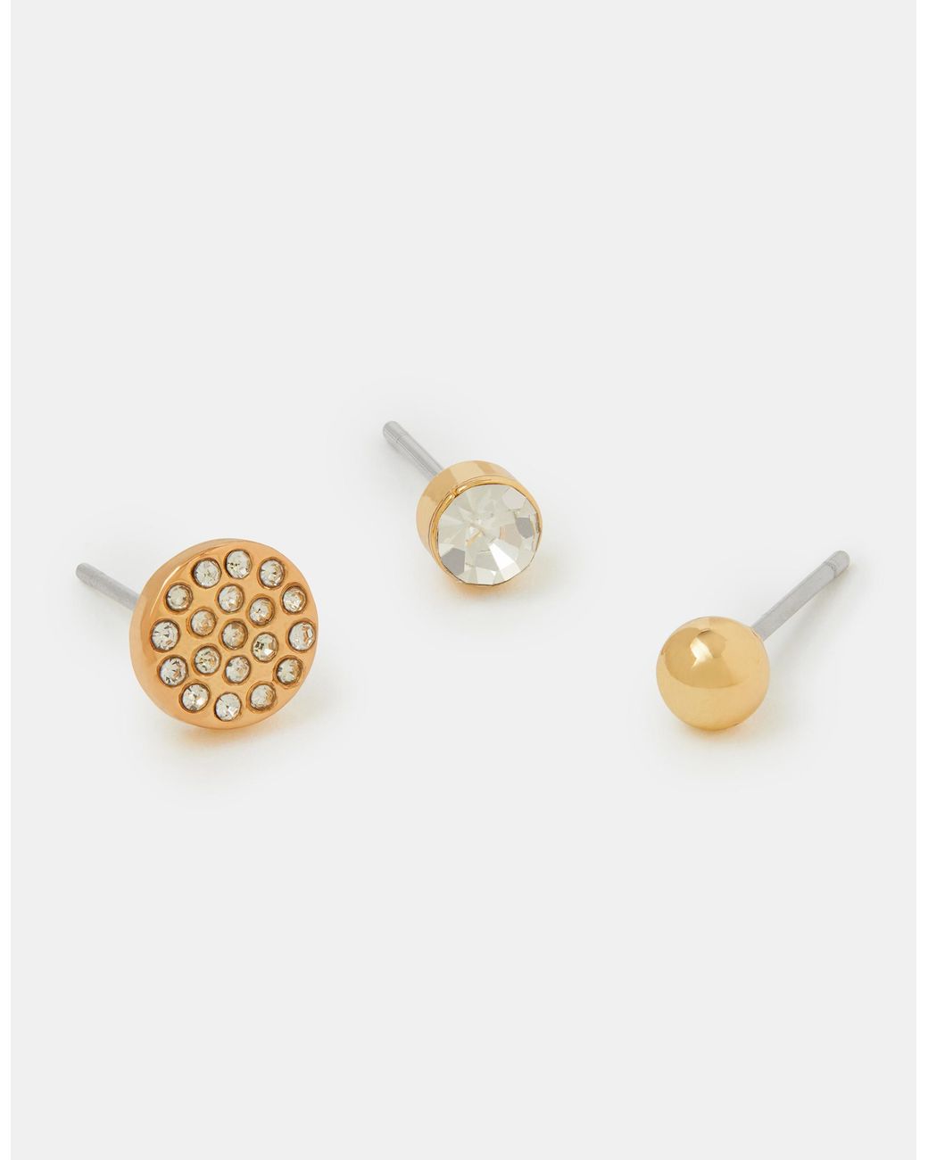Accessorize White 3-Pack Pavé Stud Earrings