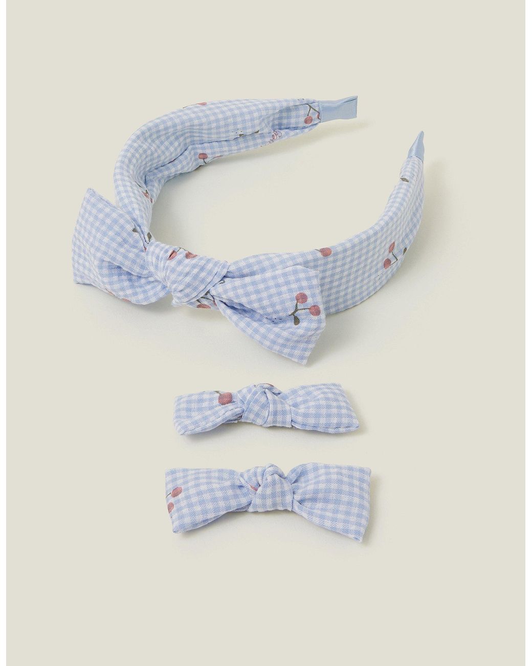 Checkered and Blue Bows Hairbands Accessories, 2 pcs