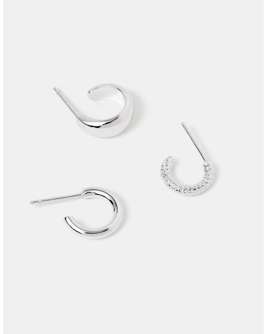 Accessorize White 3-Pack Sterling-Plated Mini Hoop Earrings