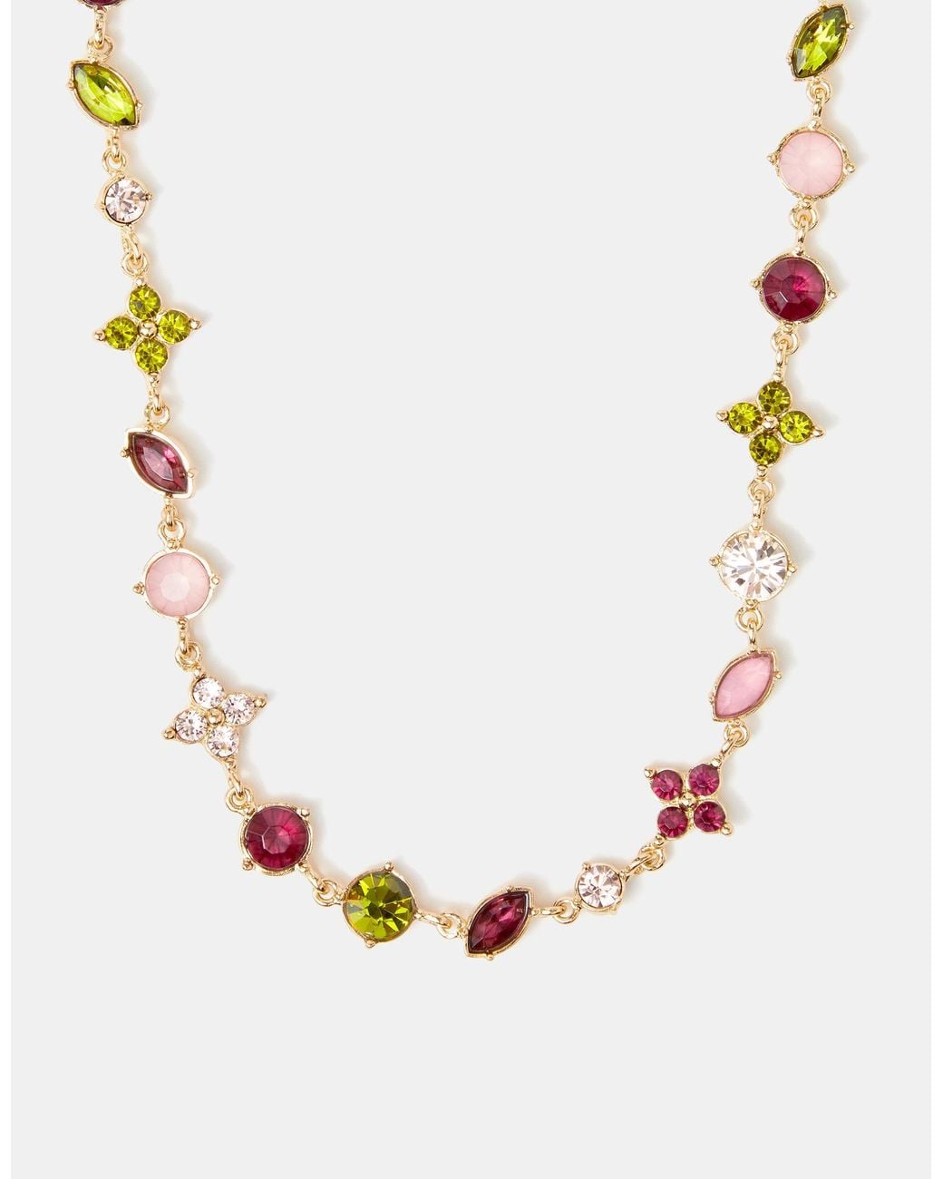 Accessorize White Eclectic Clover Gemstone Necklace