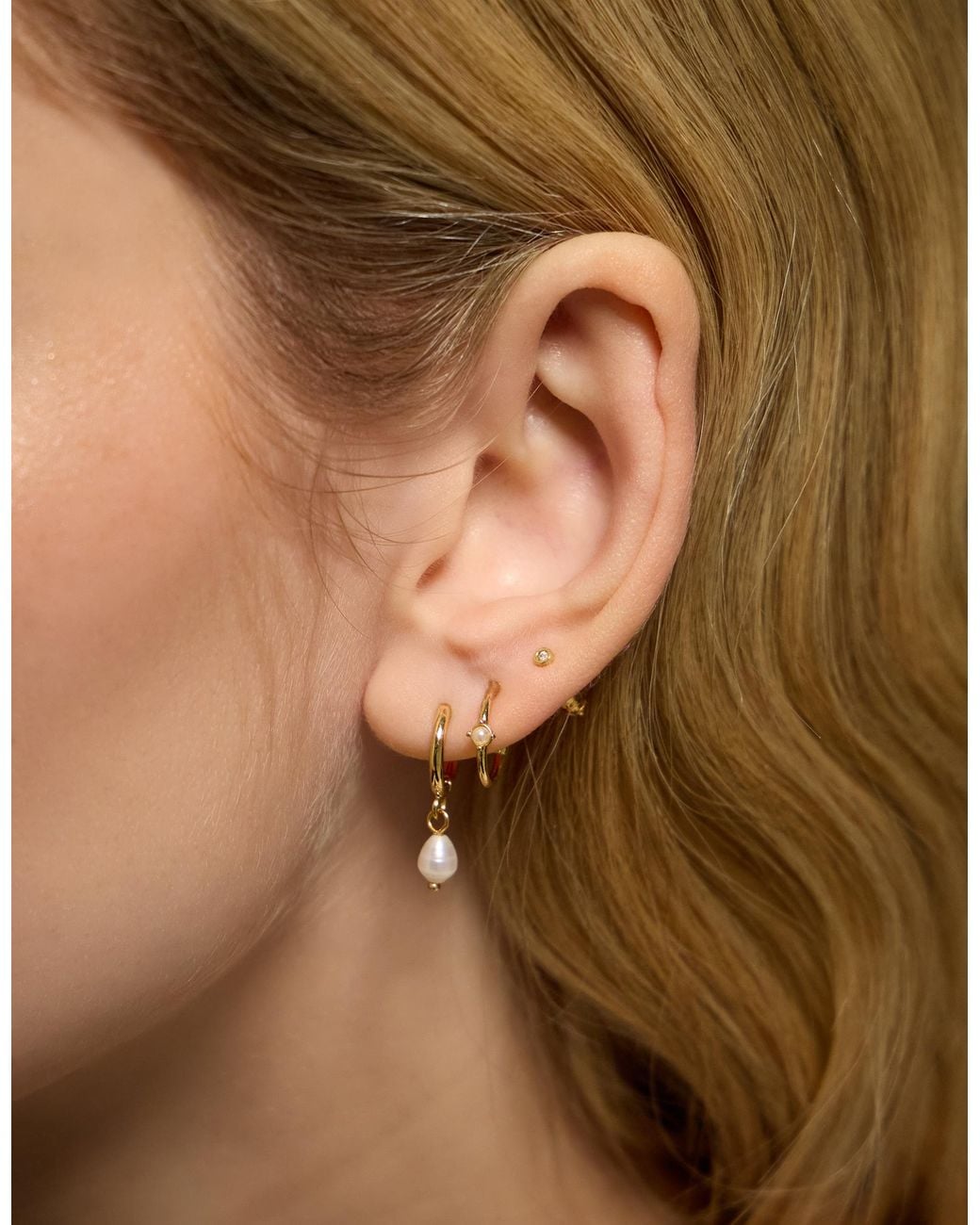 Accessorize Brown 3-Pack 14Ct-Plated Pearl Stud & Hoop Earrings