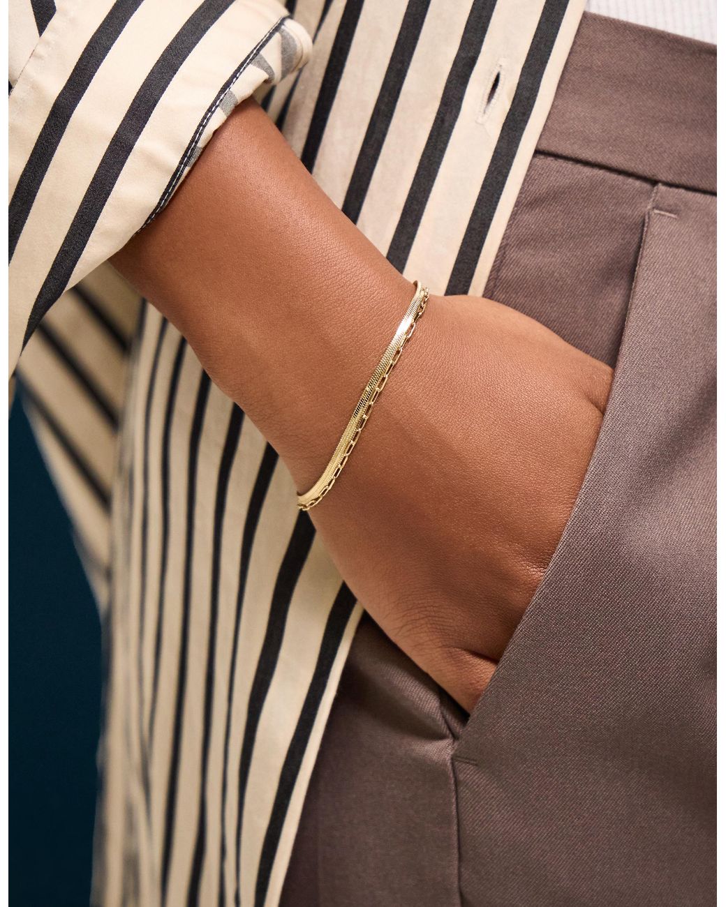 Accessorize Metallic 14Ct-Plated Omega Layered Bracelet