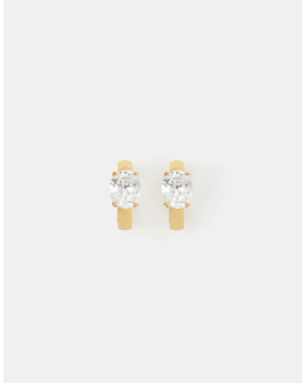 Accessorize Metallic Stainless Steel Stone Hoop Earrings