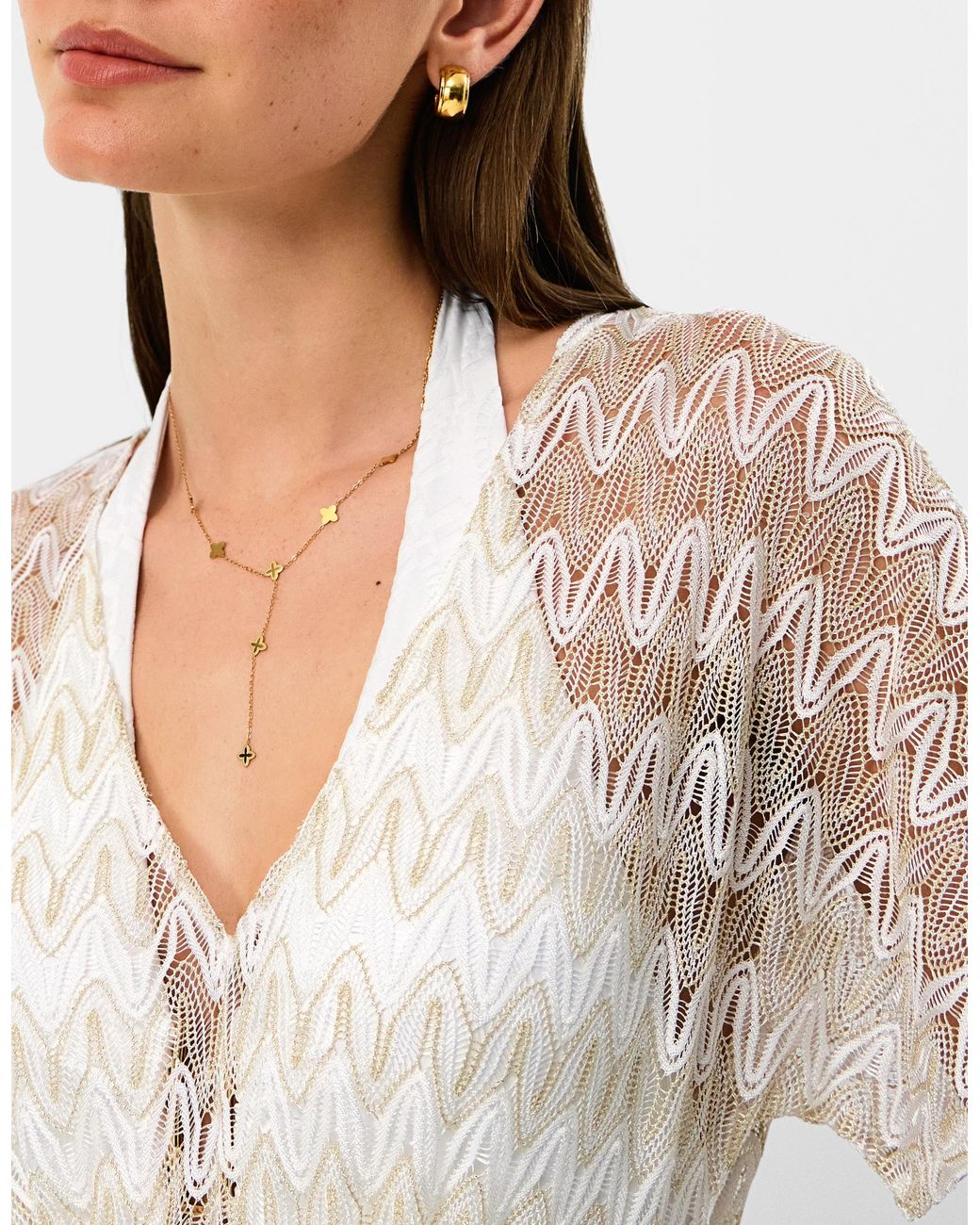Accessorize White Crochet Maxi Kaftan Dress