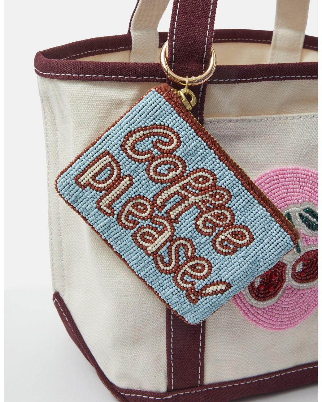 Accessorize White X Good Manners Beaded Coffee Coin Purse