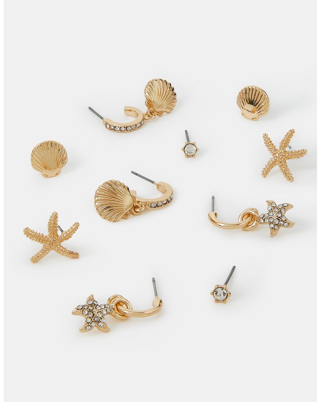 Accessorize White 5-Pack Beach Seashell And Hoop Earrings