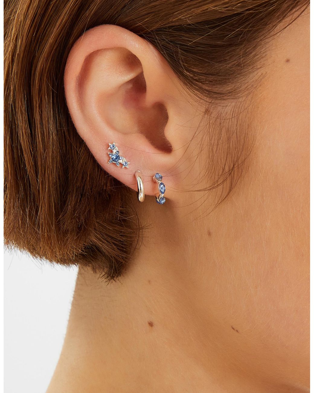 Accessorize White 5-Pack Diamanté Gem Stud & Hoop Earrings