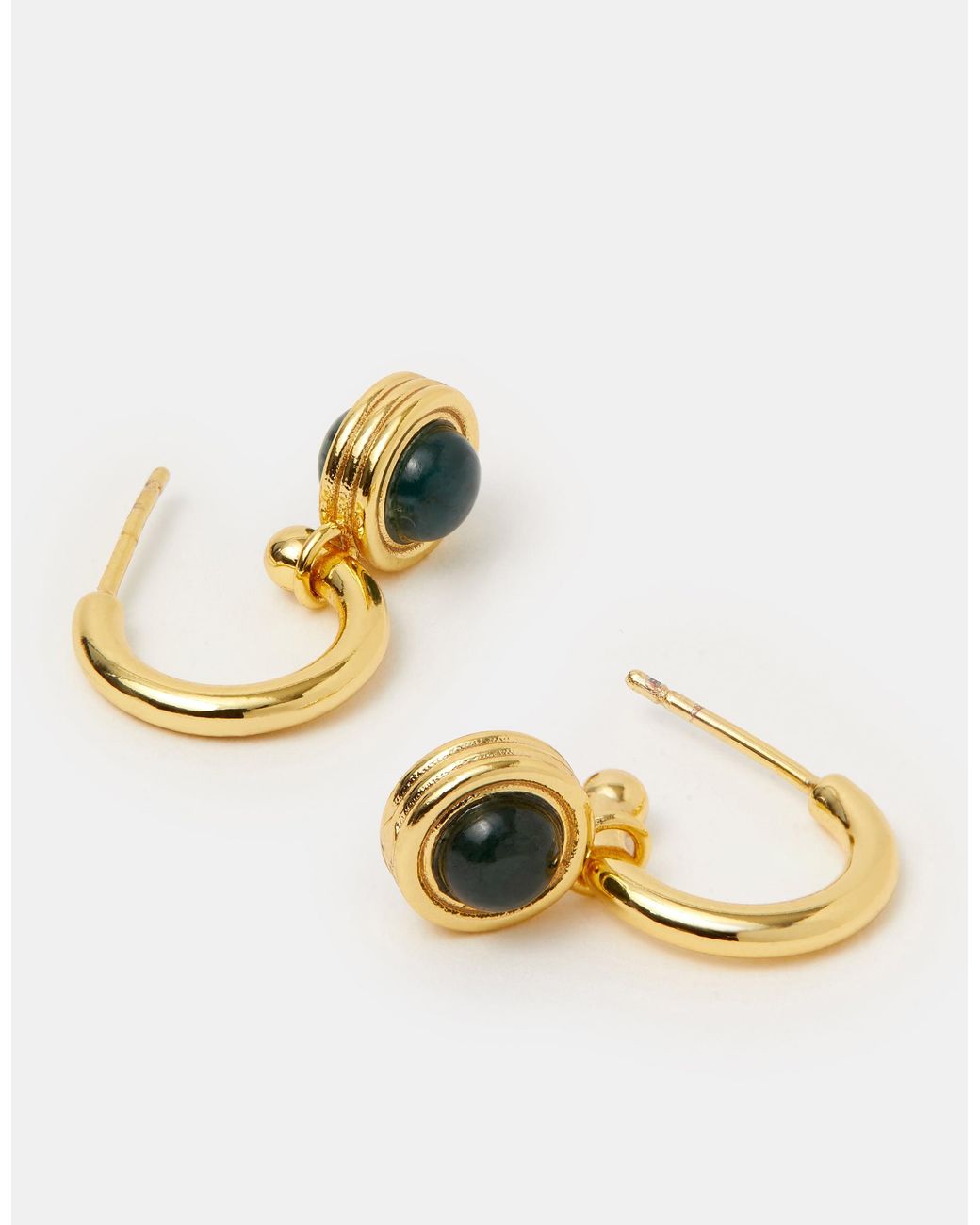 Accessorize Natural 14Ct-Plated Chalcedony Drop Hoop Earrings