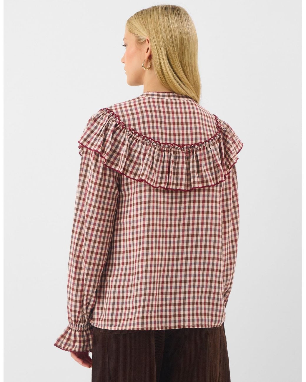 Accessorize Red Ruffle Check Blouse
