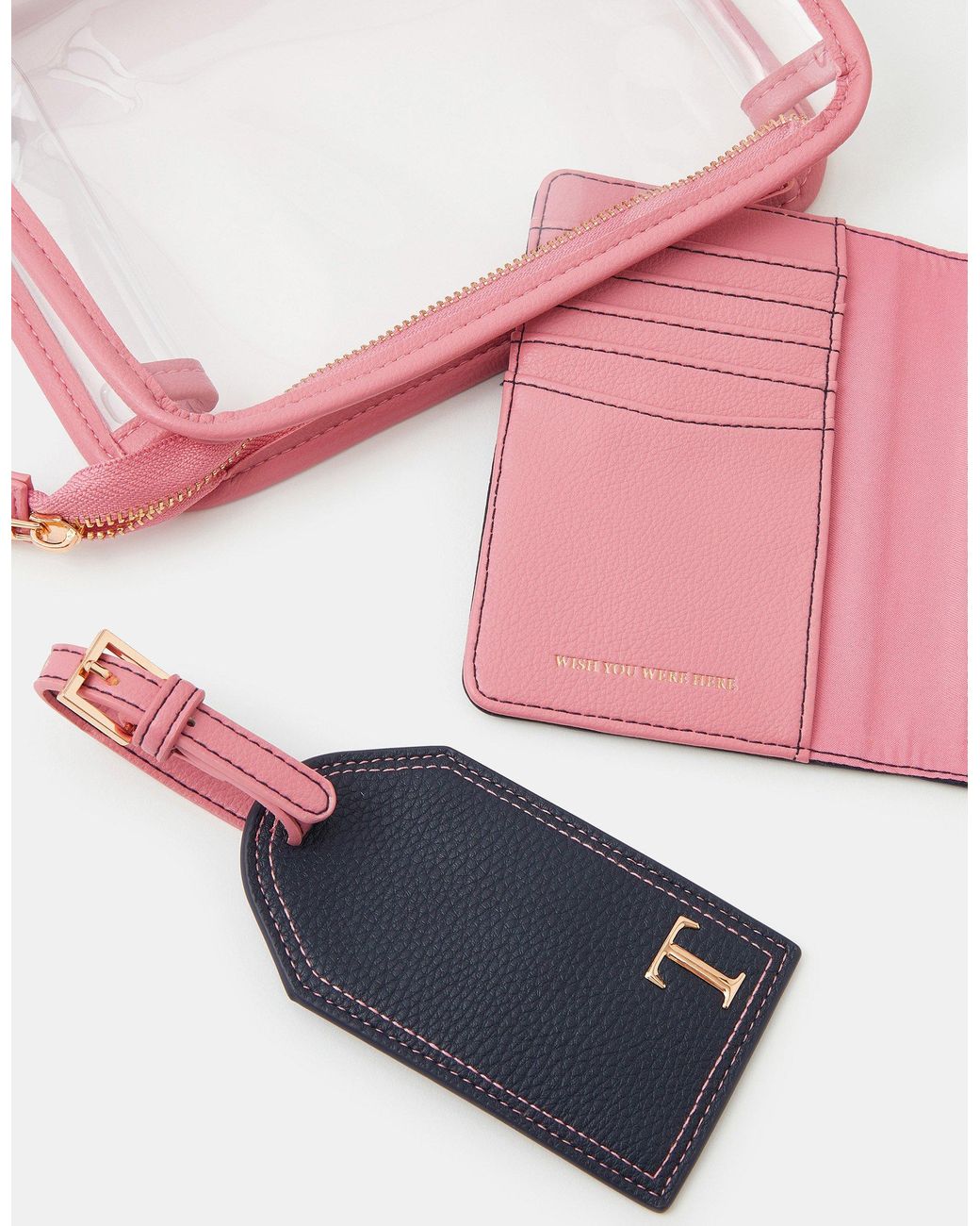 Accessorize Blue Initial Passport Holder & Luggage Tag