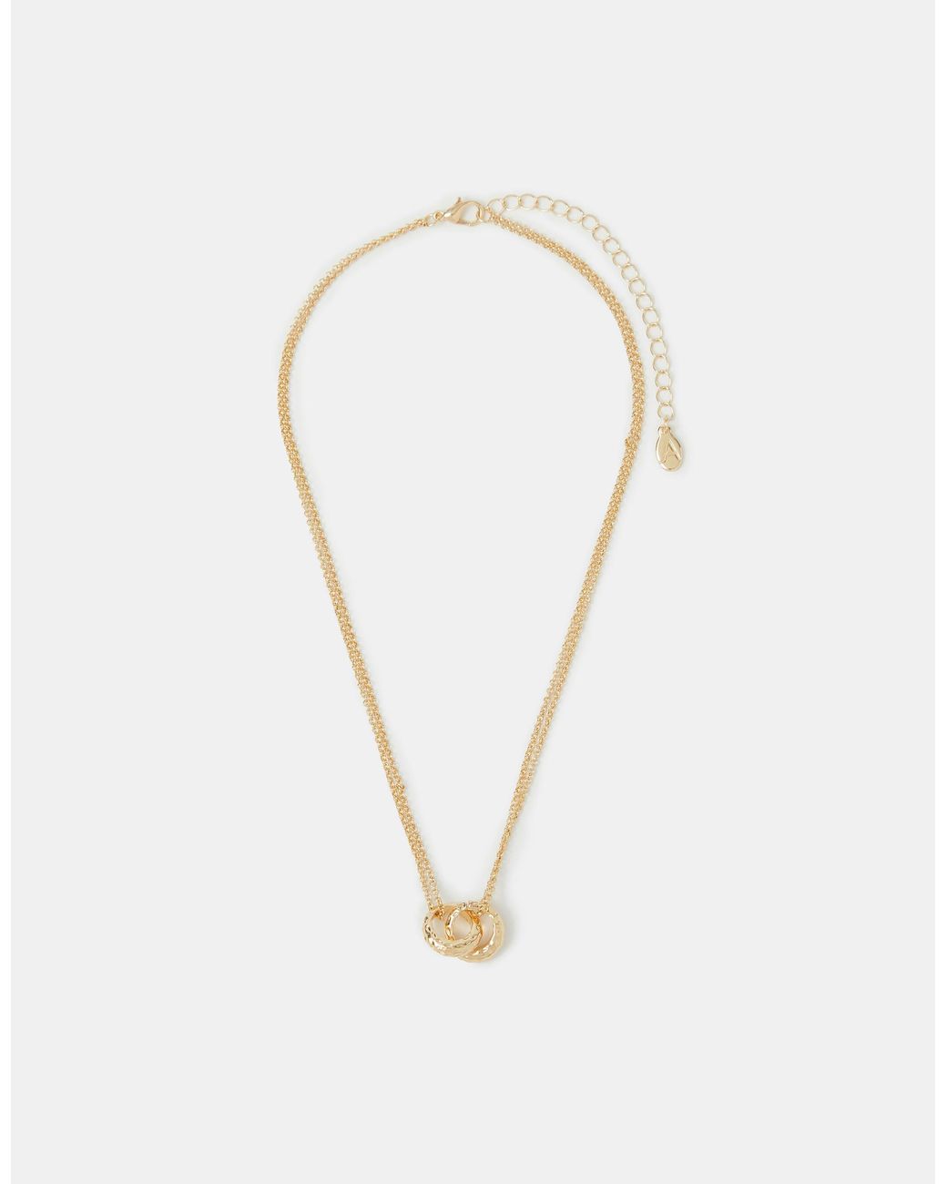 Accessorize White Linked Hoop Pendant Necklace