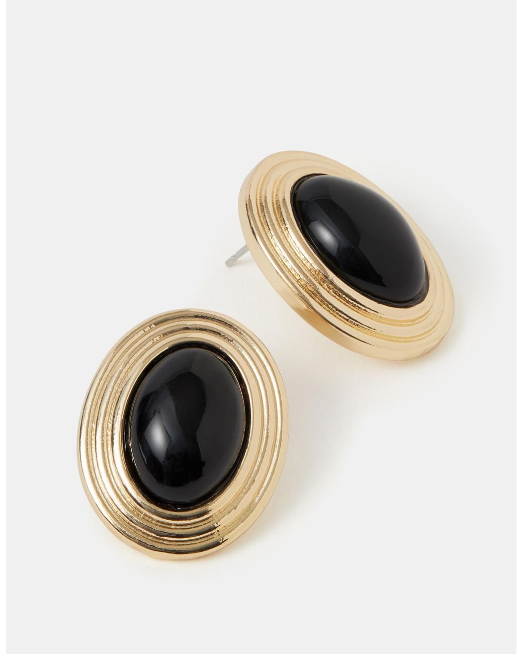 Accessorize Black Statement Oval Stud Earrings