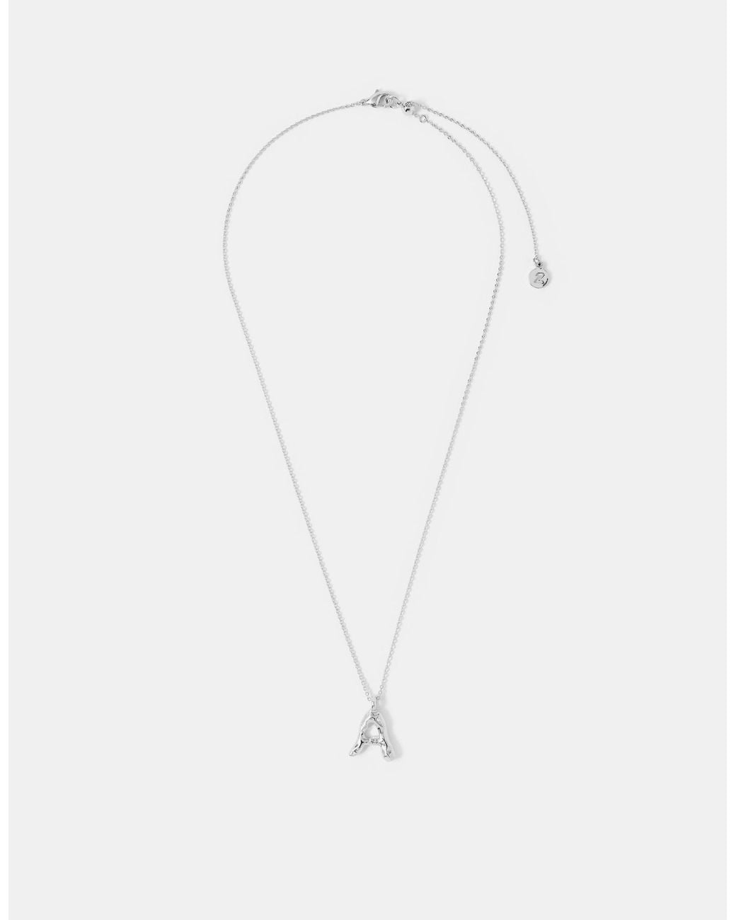 Accessorize White Sterling-Plated Molten Initial Pendant Necklace
