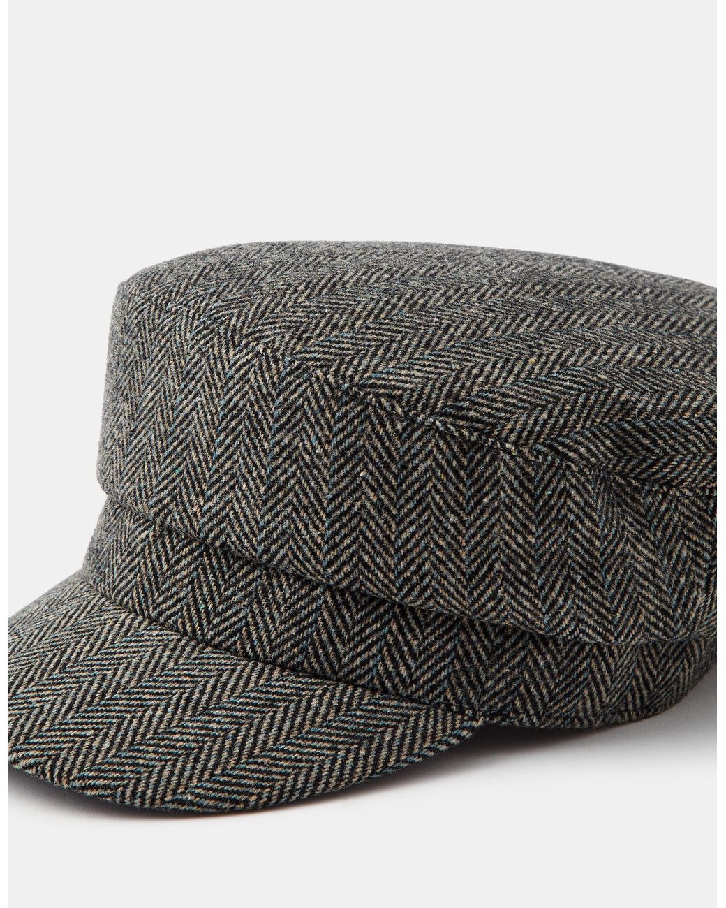 Accessorize Gray Herringbone Baker Boy Hat