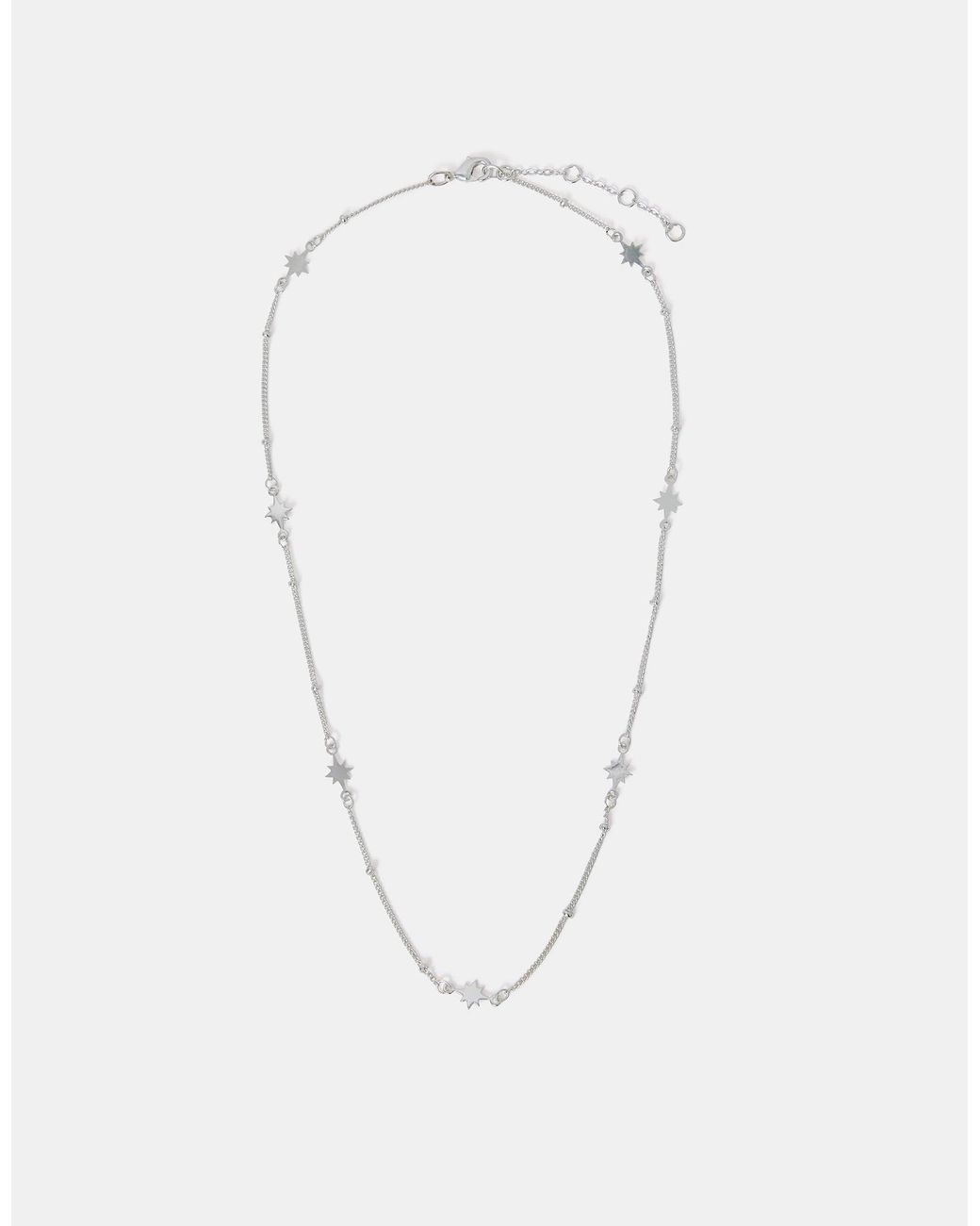 Accessorize Natural Sterling-Plated Star Station Necklace