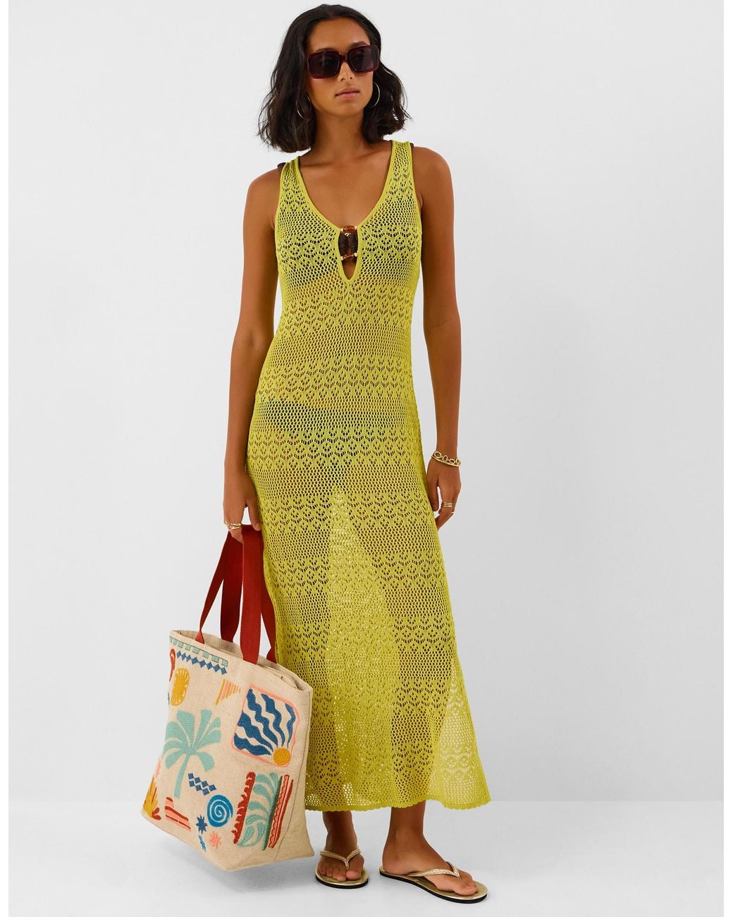 Accessorize Yellow Knitted Sleeveless Maxi Dress