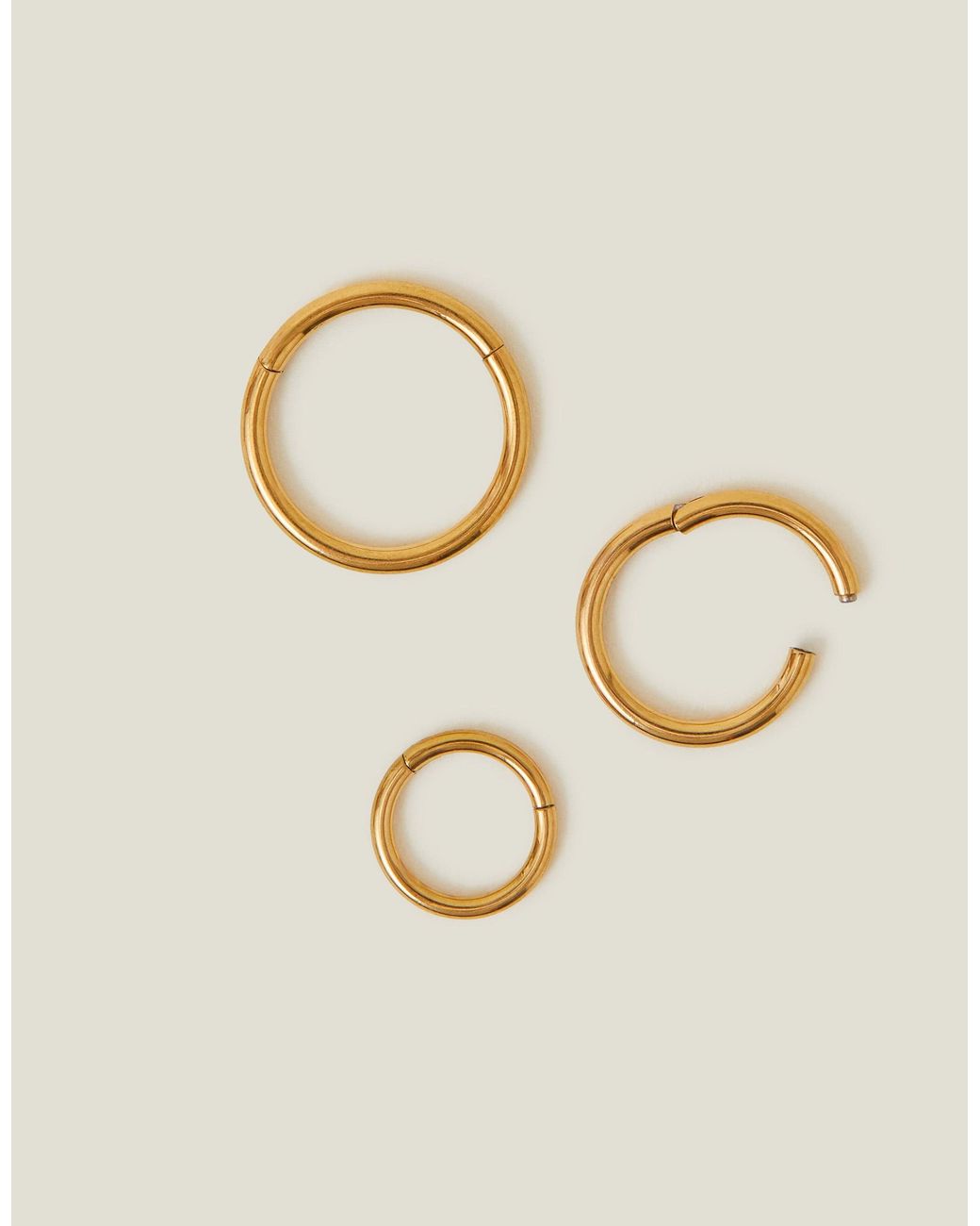 Accessorize Green 3-Pack 14Ct-Plated Surgical Steel Hoops