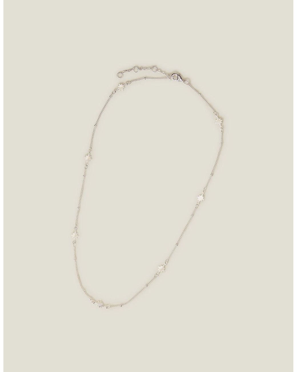 Accessorize Natural Sterling-Plated Star Station Necklace