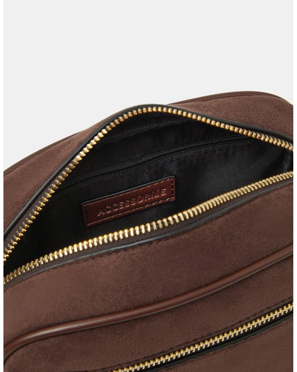 Accessorize Brown Double Zip Crossbody Bag