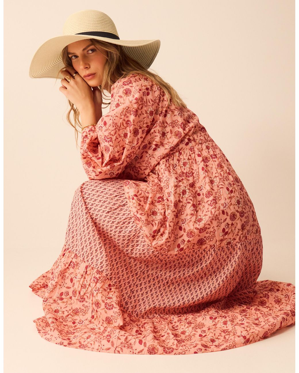 Accessorize Red Cotton Floral Mix Maxi Dress