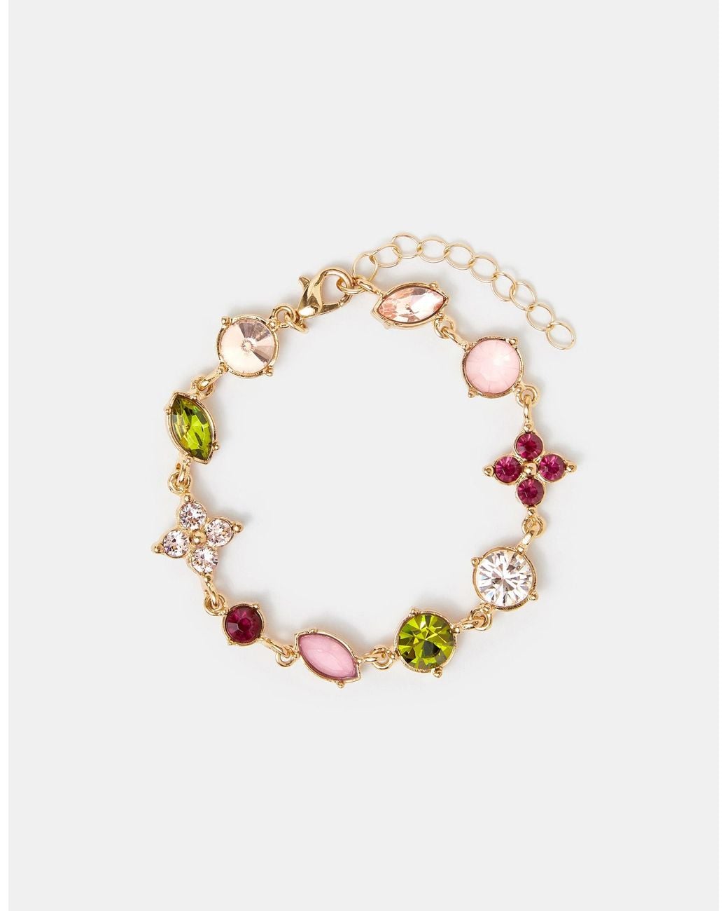 Accessorize White Eclectic Clover Gemstone Bracelet