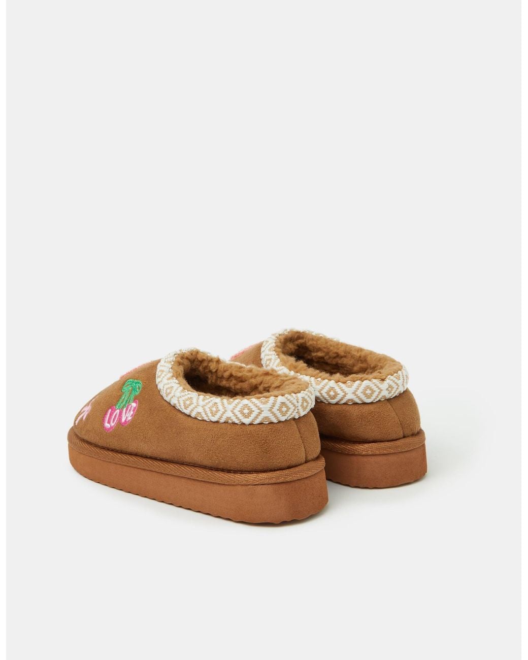 Accessorize Natural Embroidered Mule Slippers
