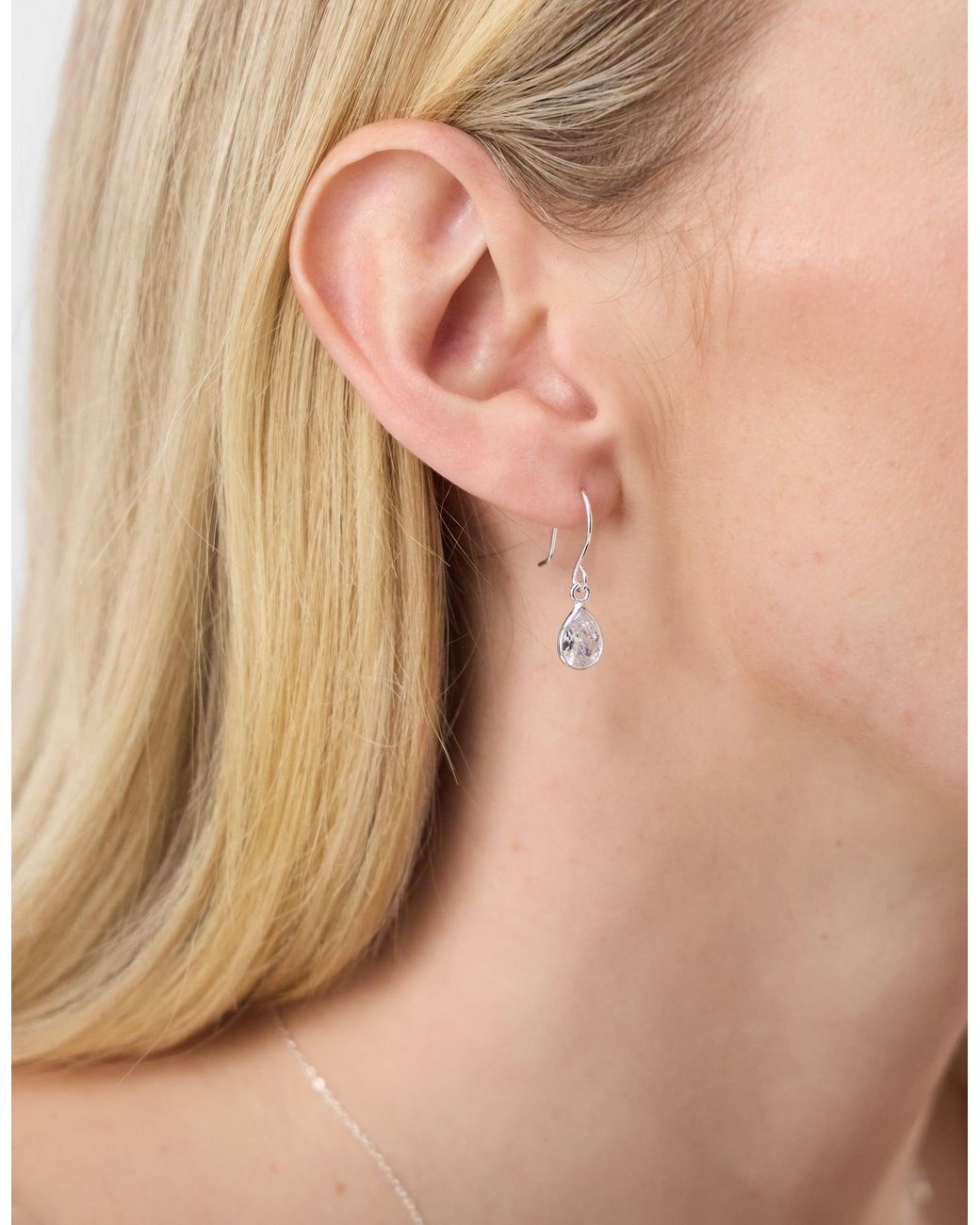 Accessorize Natural Sterling Stone Teardrop Earrings