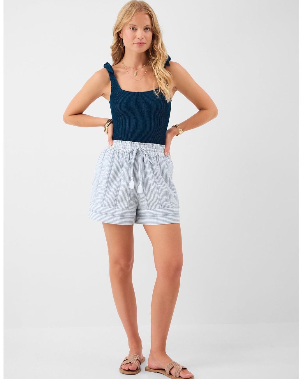 Accessorize Blue Stripe Cotton Shorts