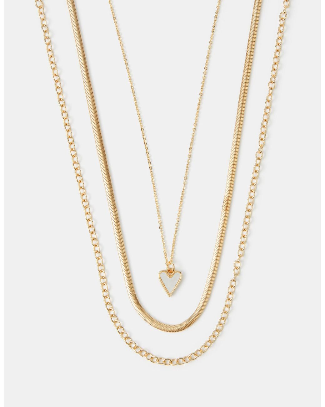 Accessorize Natural 3-Pack Heart Pendant Chain Necklaces