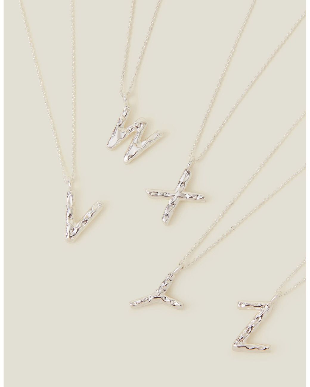 Accessorize White Sterling-Plated Molten Initial Pendant Necklace
