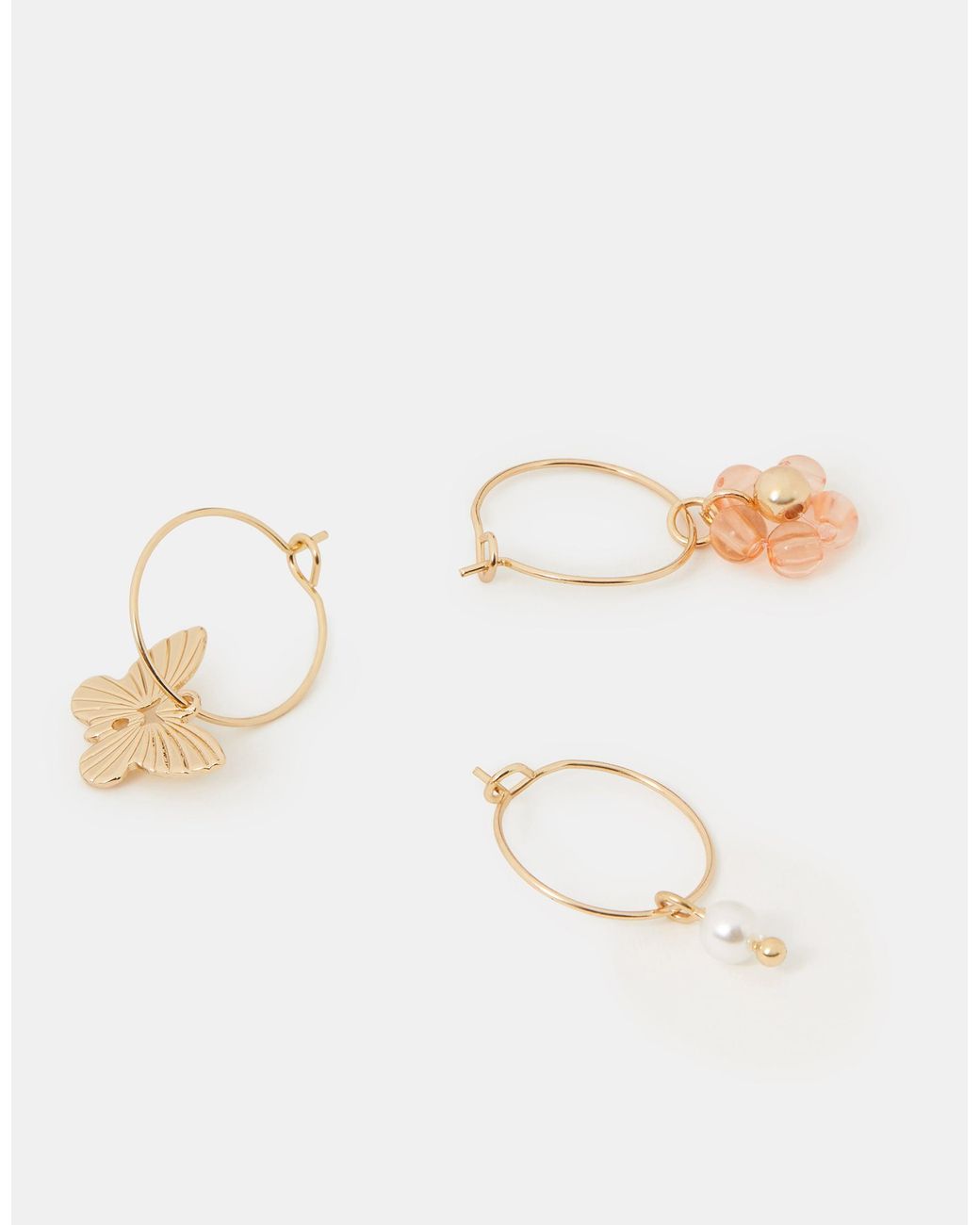 Accessorize Natural 3-Pack Charm Hoop Earrings
